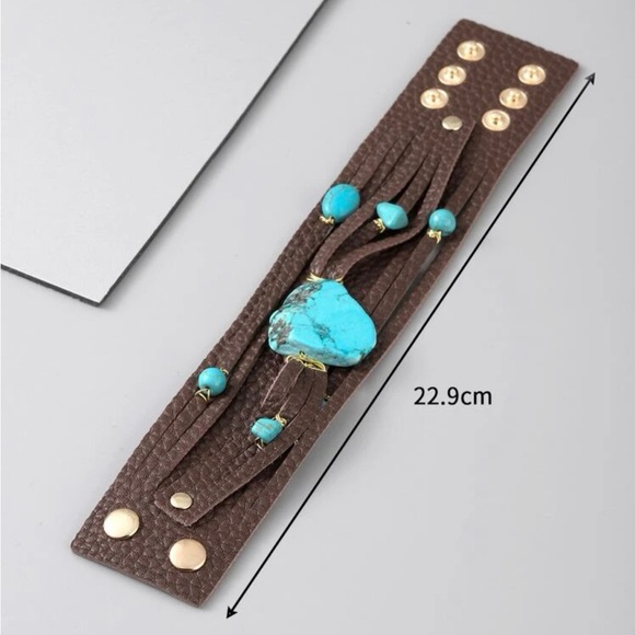 Turquoise décor PU polyurethane bracelet - Picture 3 of 3